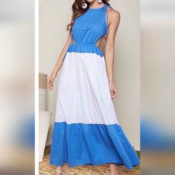 Shein Blue and White Sleeveless Dress Size Small - Picture 10 of 10